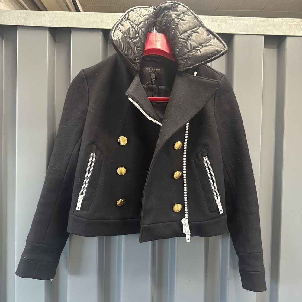 RAG & BONE Military Cropped Wool Jacket Contrast Zip  Sz 0